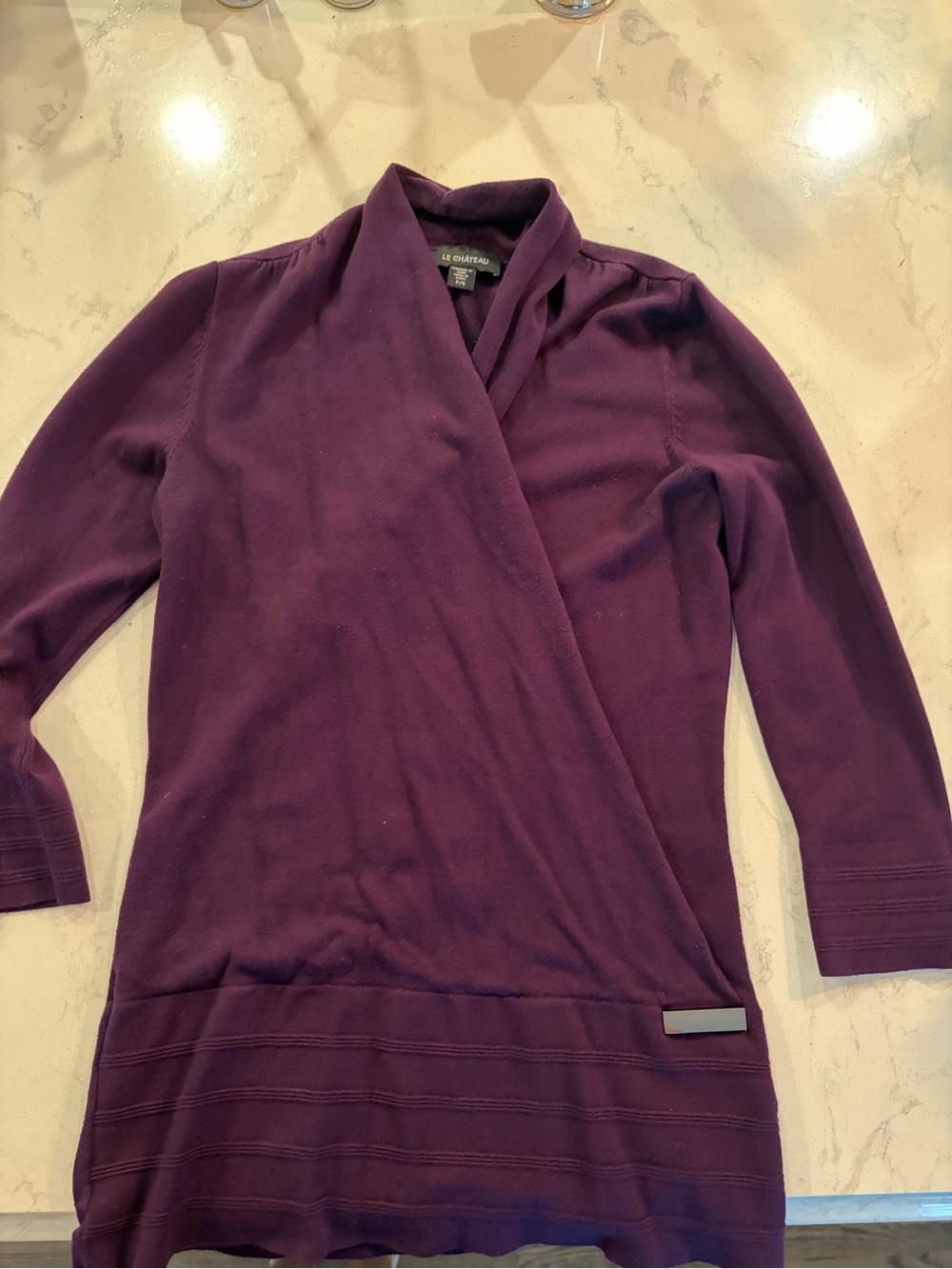 le chateau Plum Wrap-Front V-Neck Sweater